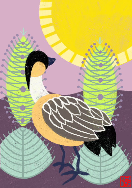 Nēnē & ʻāhinahina greeting card