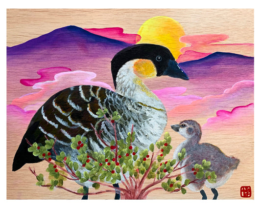 Nēnē & ʻōhelo greeting card