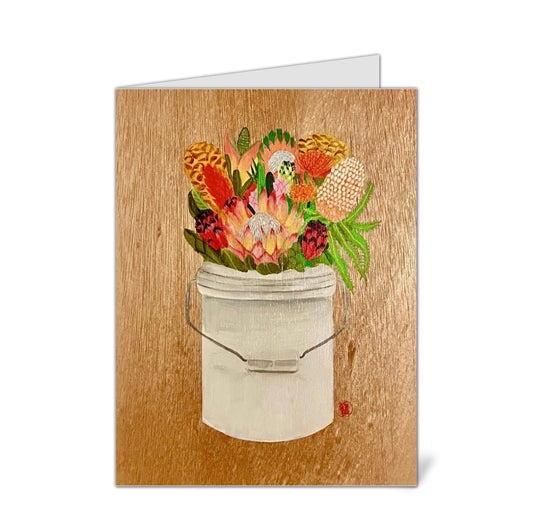 Protea Bucket greeting Card