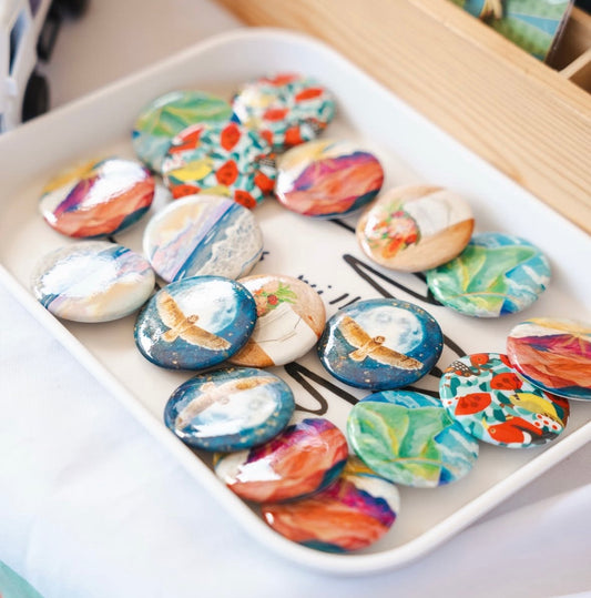 Pueo & Mahina Button Pin