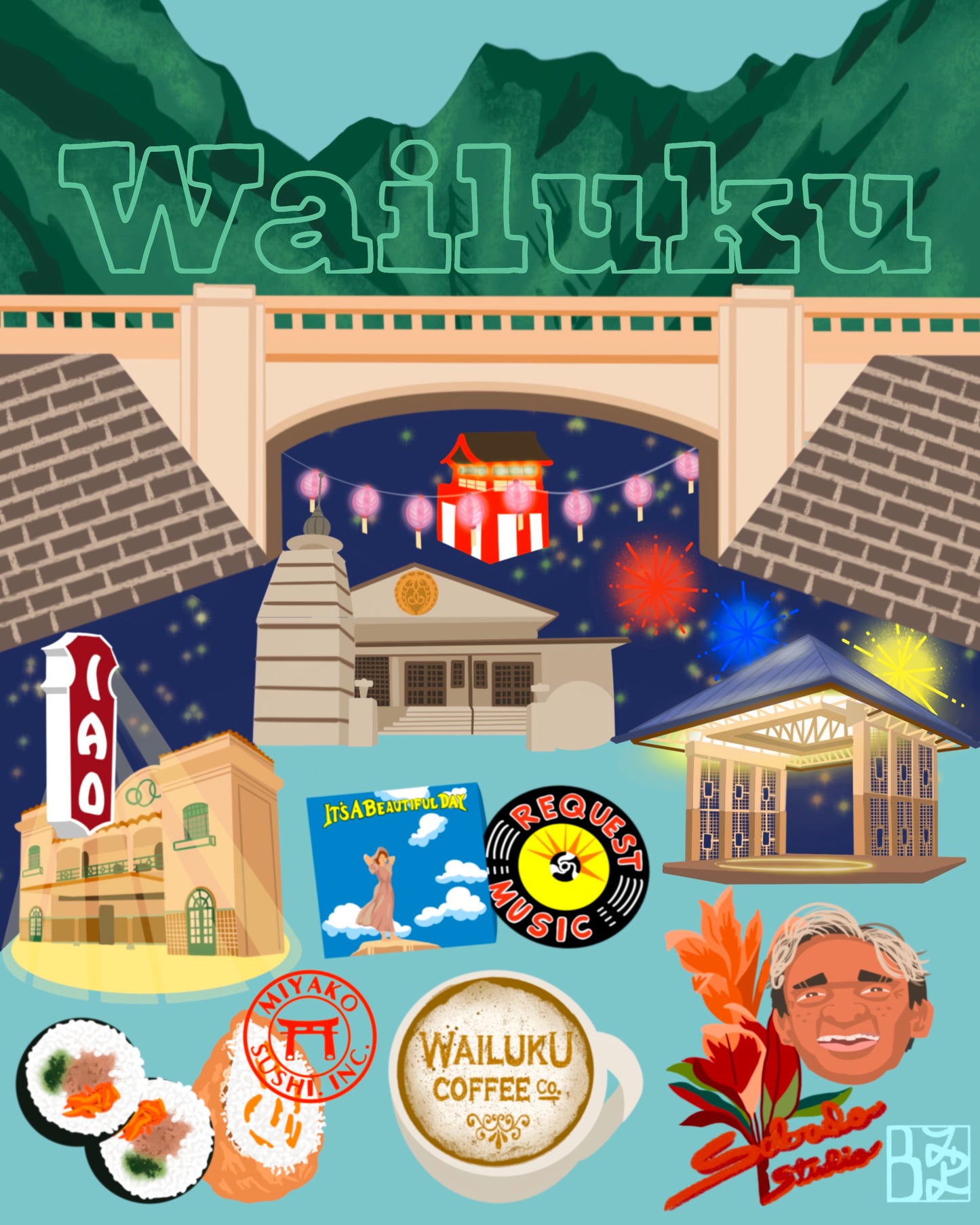 Wailuku Town Print